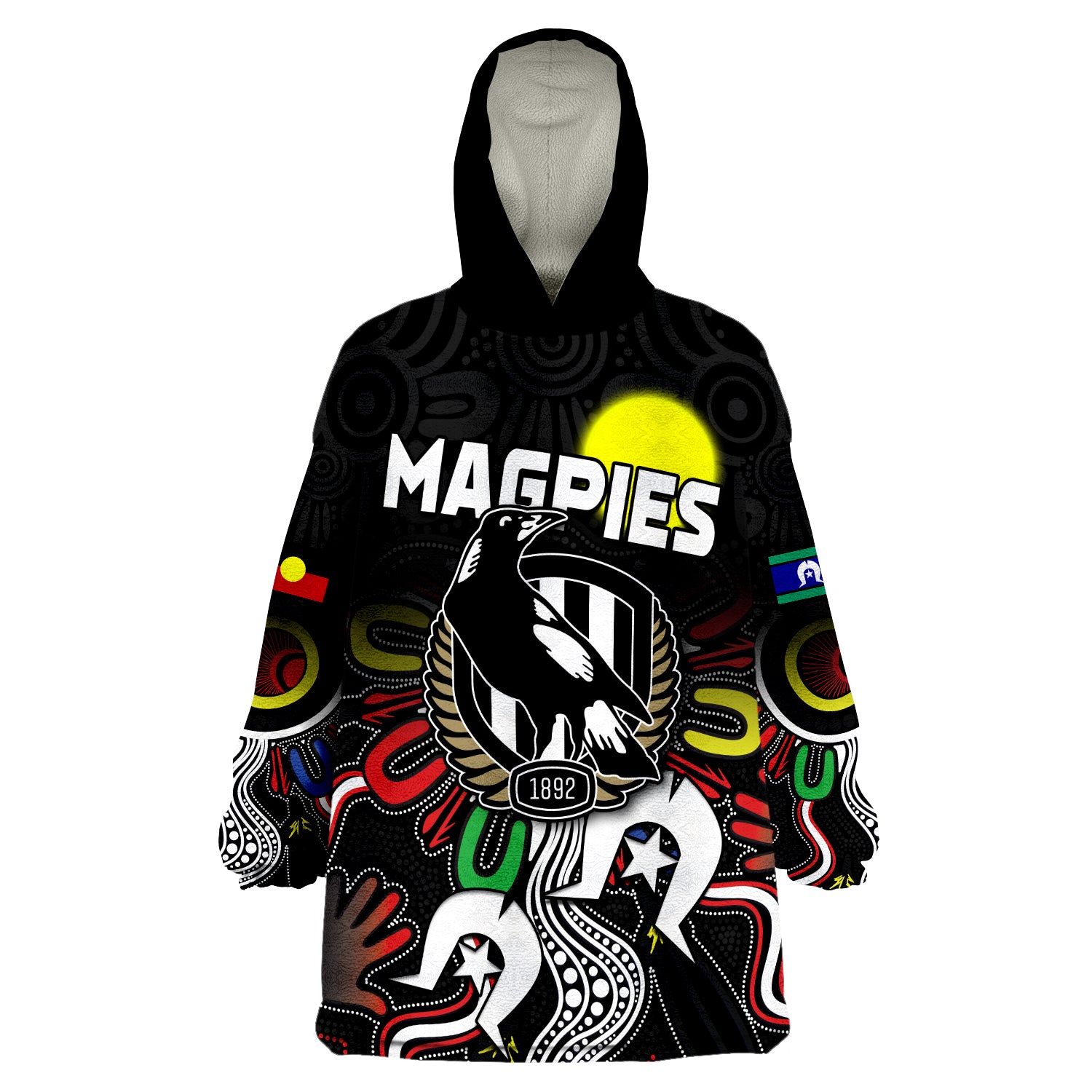 custom-personalised-magpies-naidoc-week-collingwood-football-aboriginal-wearable-blanket-hoodie