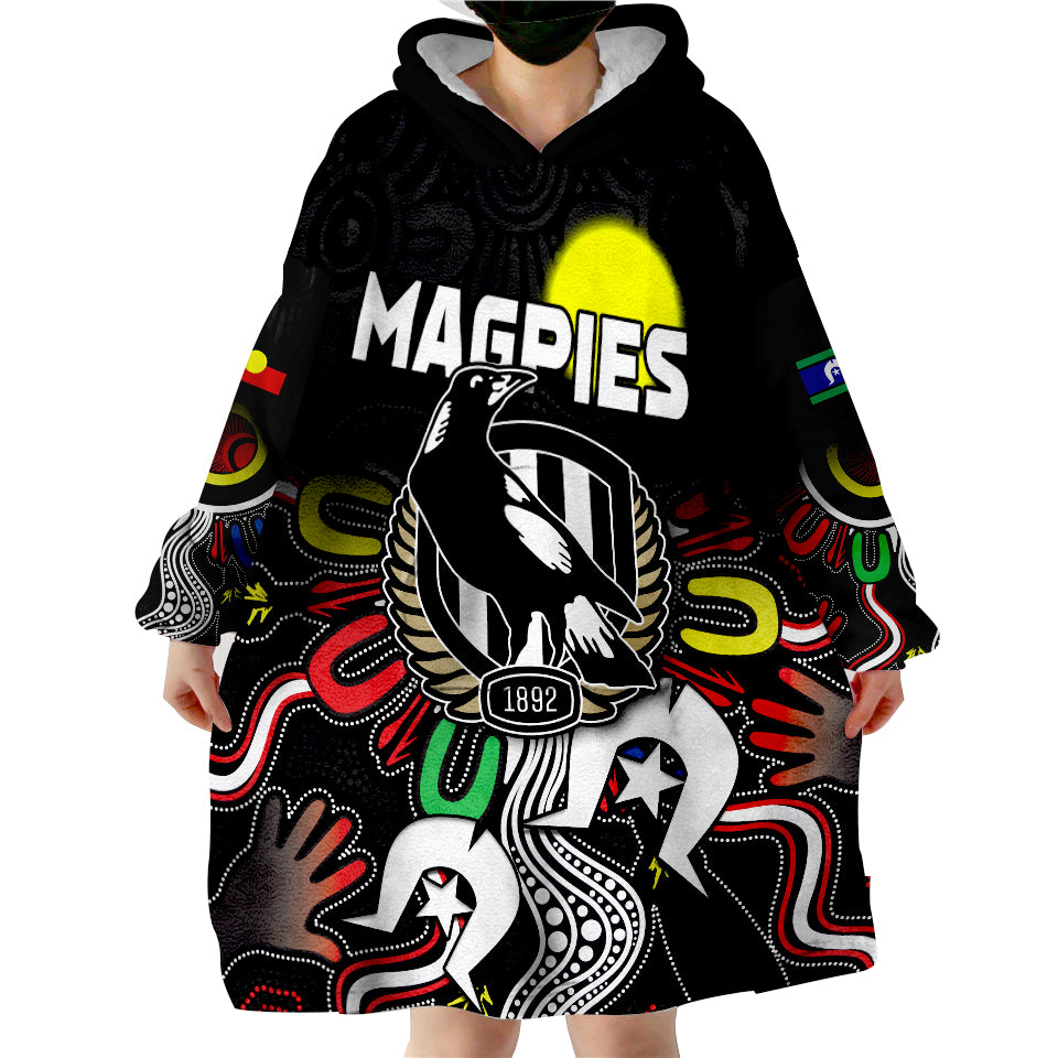 custom-personalised-magpies-naidoc-week-collingwood-football-aboriginal-wearable-blanket-hoodie