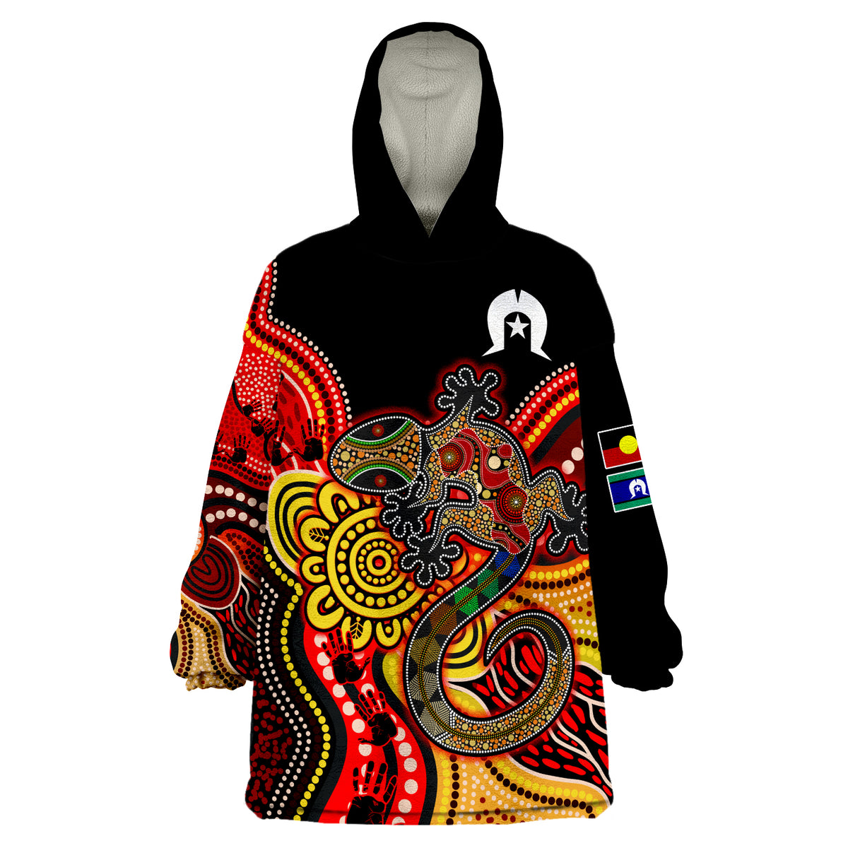 custom-personalised-naidoc-week-2022-aboriginal-lizard-always-proud-history-wearable-blanket-hoodie