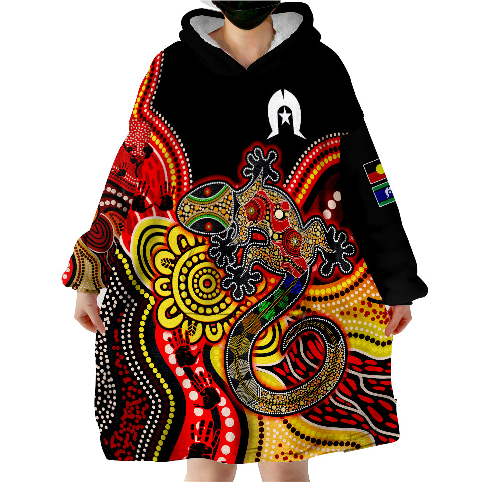 custom-personalised-naidoc-week-2022-aboriginal-lizard-always-proud-history-wearable-blanket-hoodie