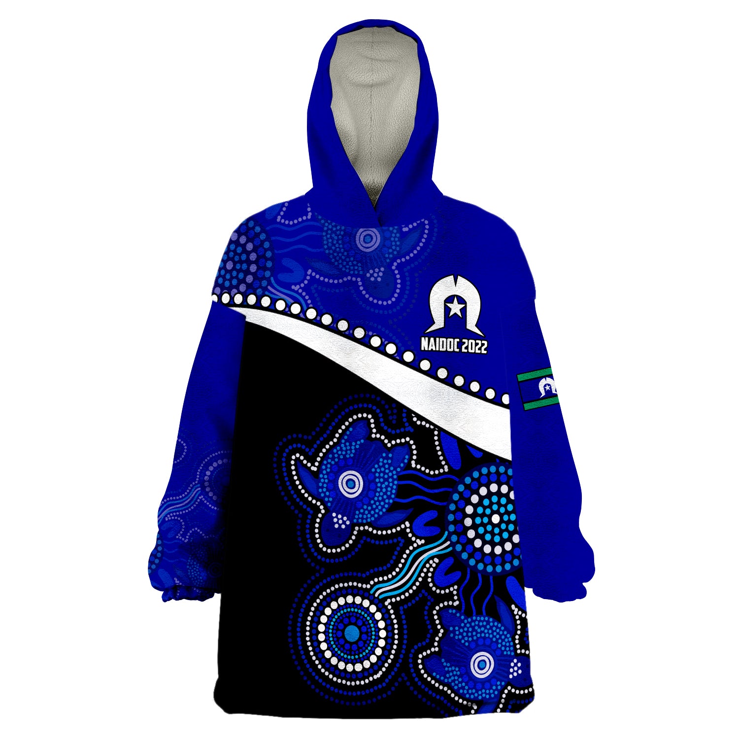 custom-personalised-naidoc-week-2022-torres-strait-islanders-version-blue-aboriginal-turtles-wearable-blanket-hoodie