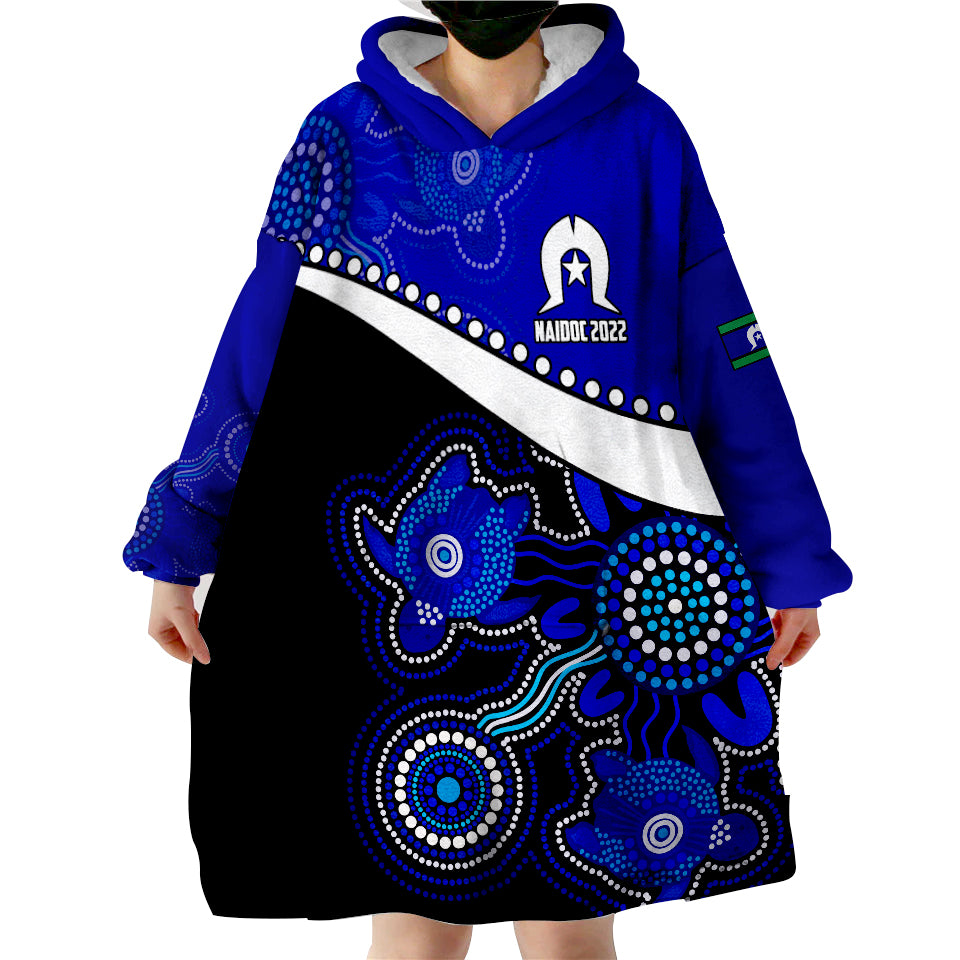 custom-personalised-naidoc-week-2022-torres-strait-islanders-version-blue-aboriginal-turtles-wearable-blanket-hoodie