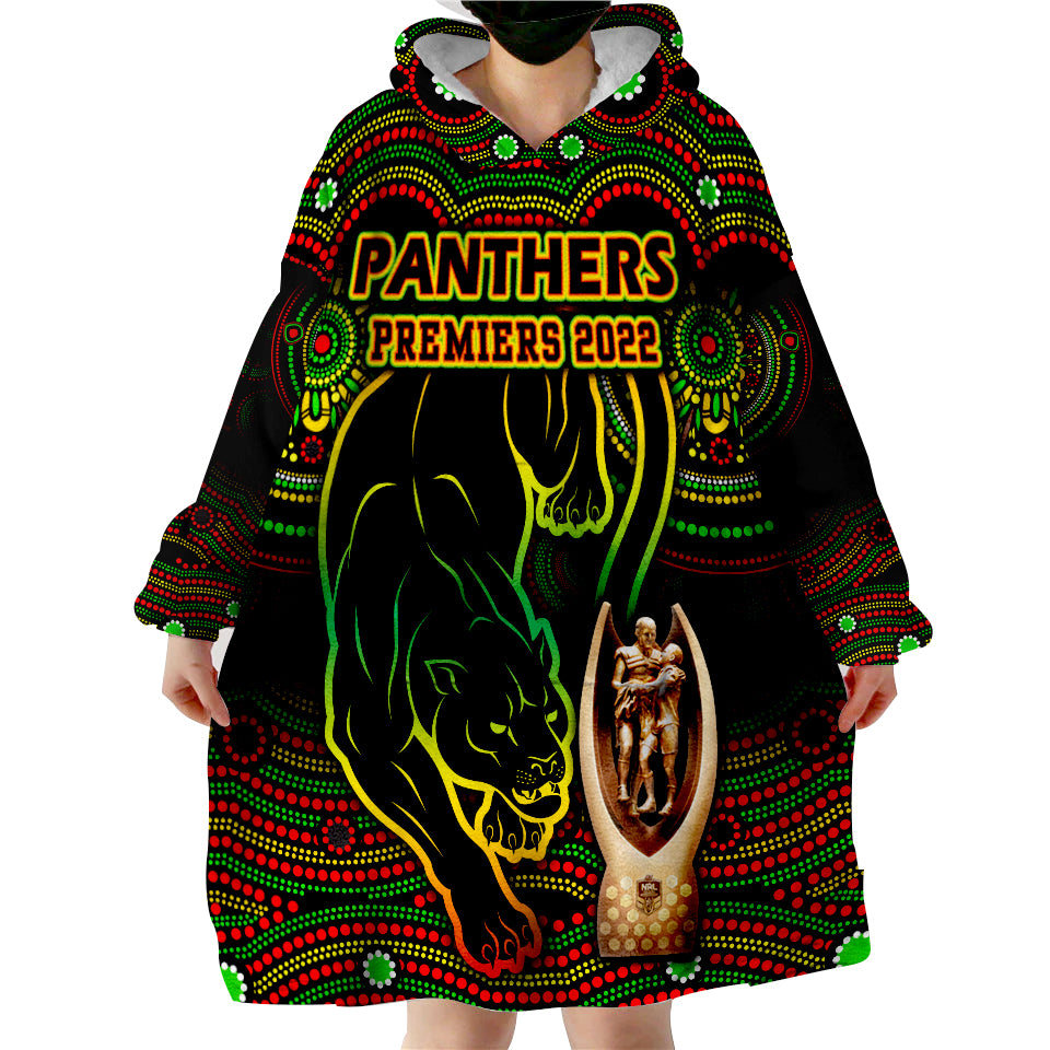 custom-personalised-penrith-panthers-rugby-black-crouching-panther-premiers-2022-wearable-blanket-hoodie