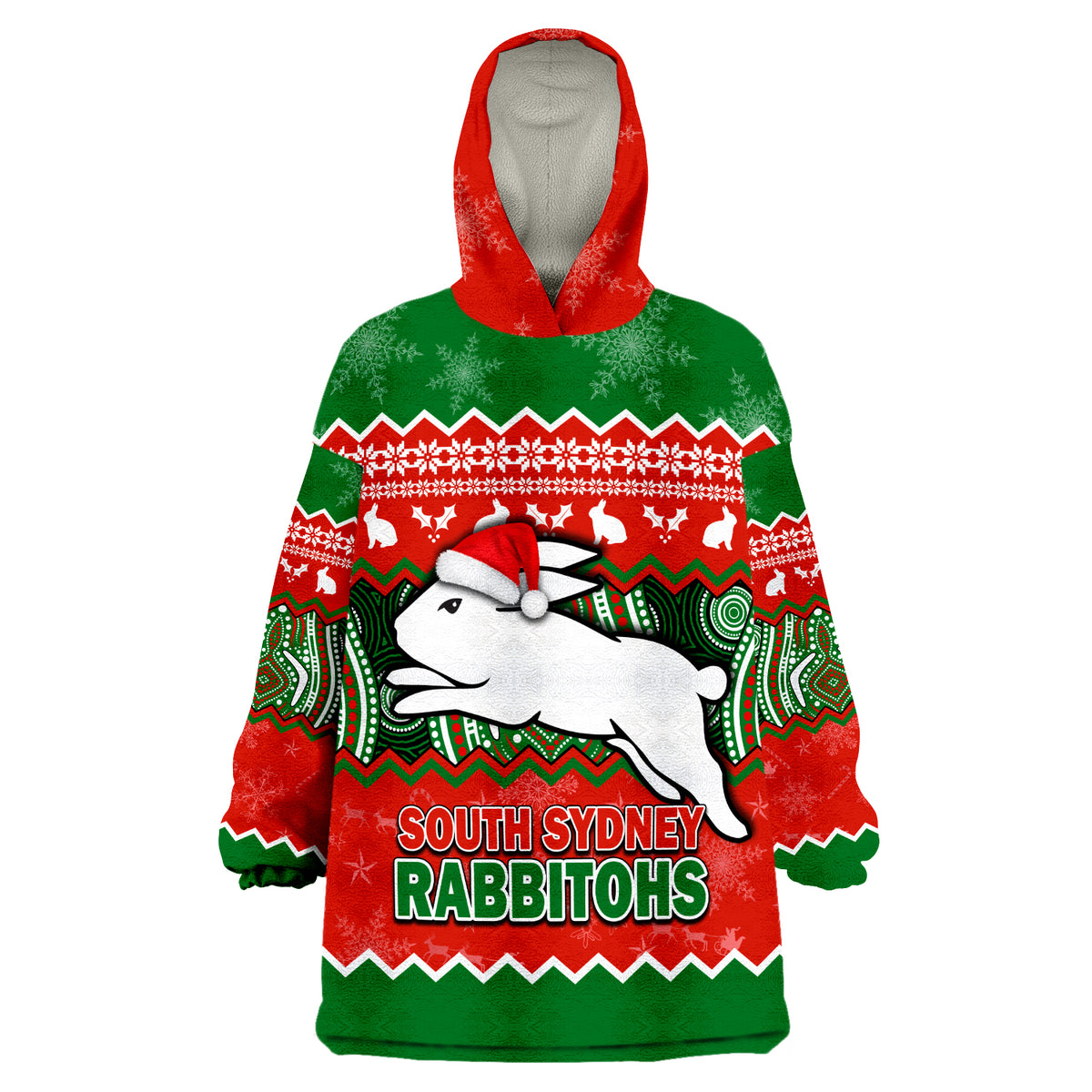 custom-personalised-south-sydney-rabbitohs-aboriginal-christmas-vibe-wearable-blanket-hoodie