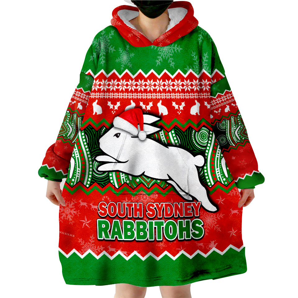custom-personalised-south-sydney-rabbitohs-aboriginal-christmas-vibe-wearable-blanket-hoodie