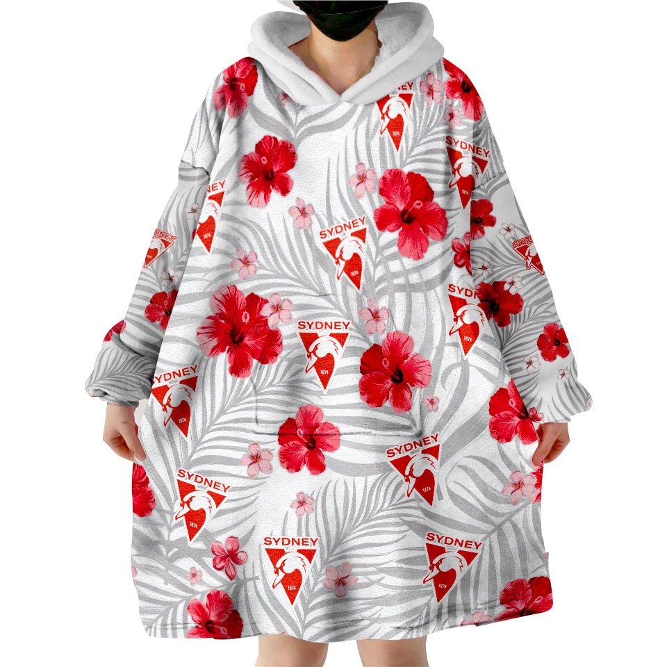 custom-personalised-swans-football-sydney-premiers-tropical-flowers-simple-wearable-blanket-hoodie