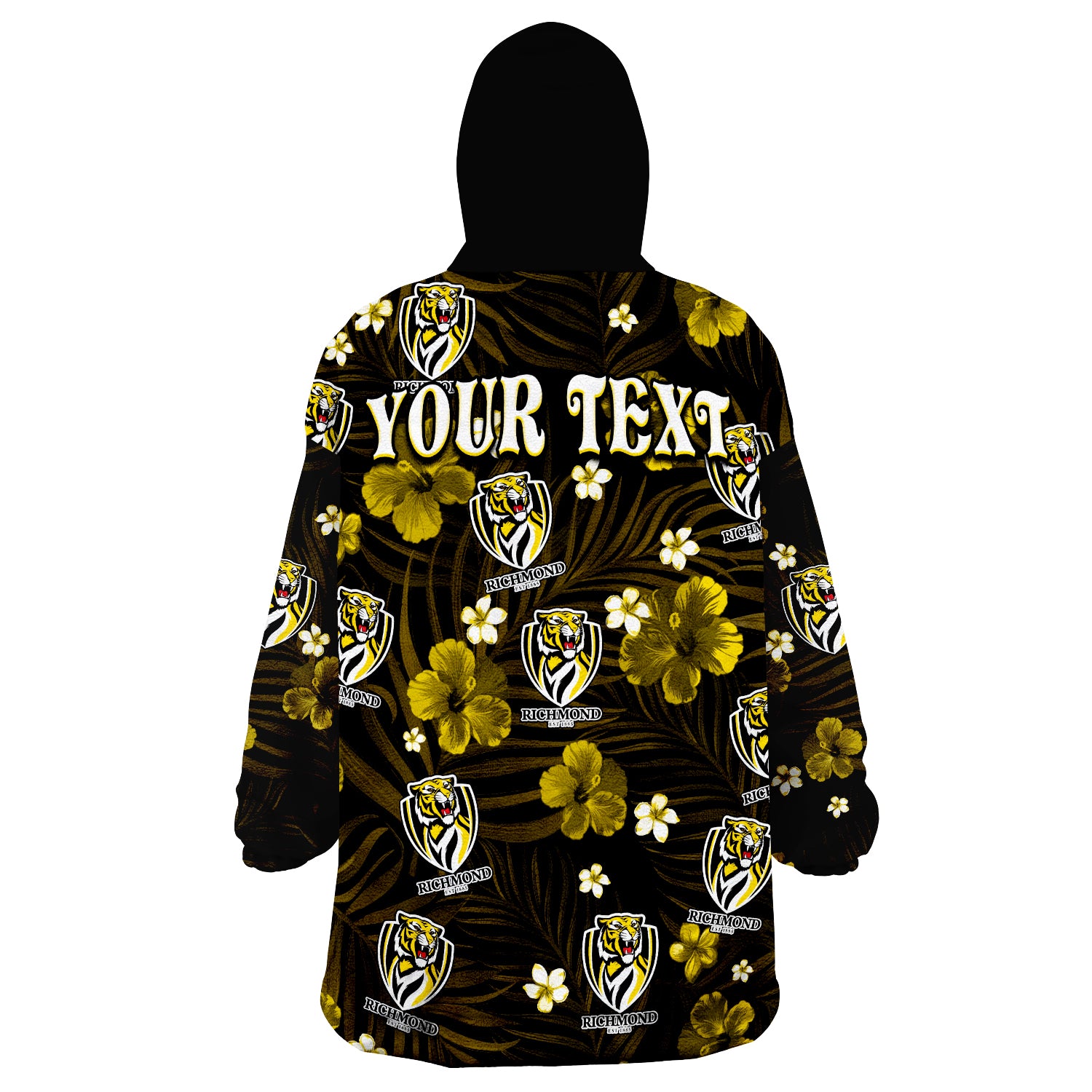 custom-personalised-tigers-football-richmond-premiers-tropical-flowers-simple-wearable-blanket-hoodie