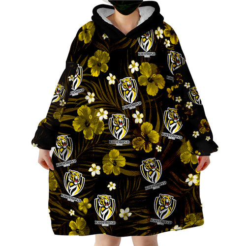 custom-personalised-tigers-football-richmond-premiers-tropical-flowers-simple-wearable-blanket-hoodie