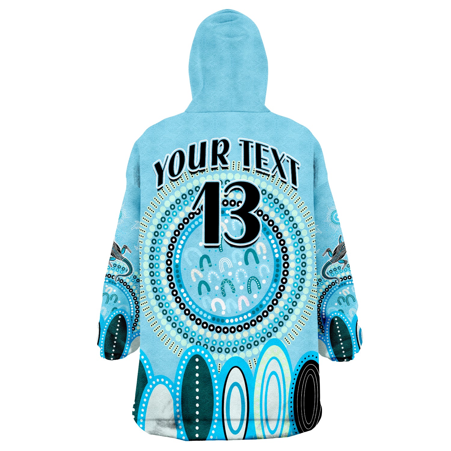 custom-text-and-number-aboriginal-stand-up-circle-dot-with-lizard-version-blue-wearable-blanket-hoodie