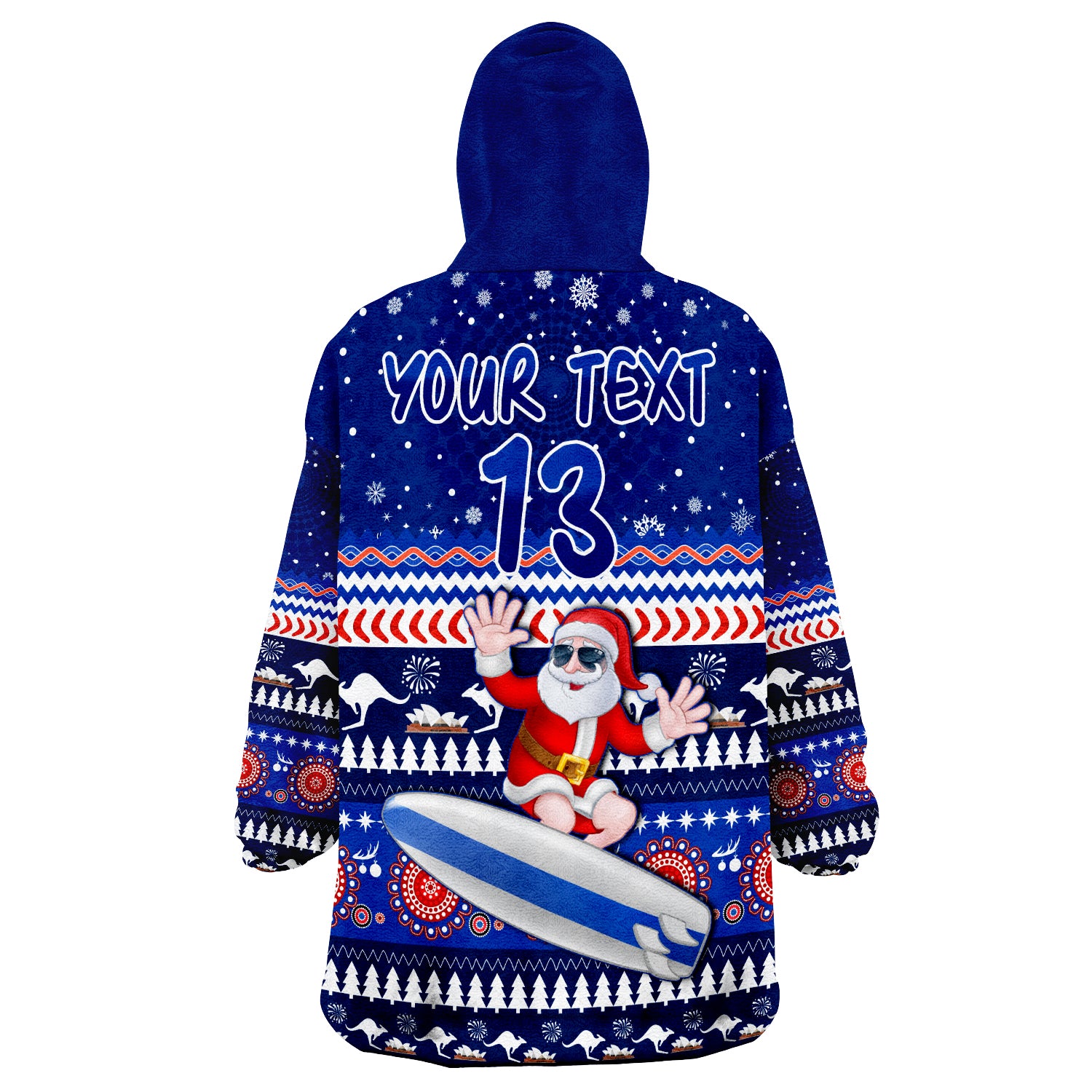 custom-text-and-number-australia-christmas-aussie-aboriginal-santa-claus-is-surfing-with-kangaroo-wearable-blanket-hoodie