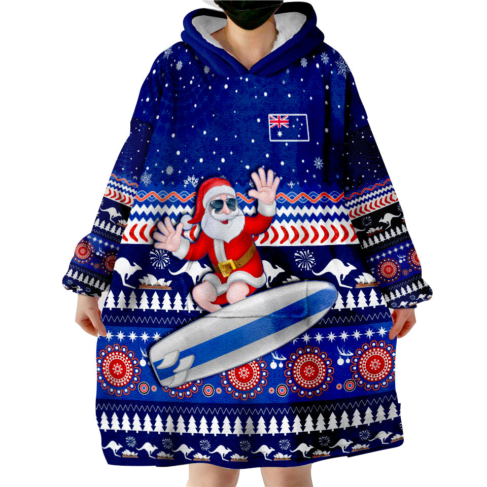 custom-text-and-number-australia-christmas-aussie-aboriginal-santa-claus-is-surfing-with-kangaroo-wearable-blanket-hoodie