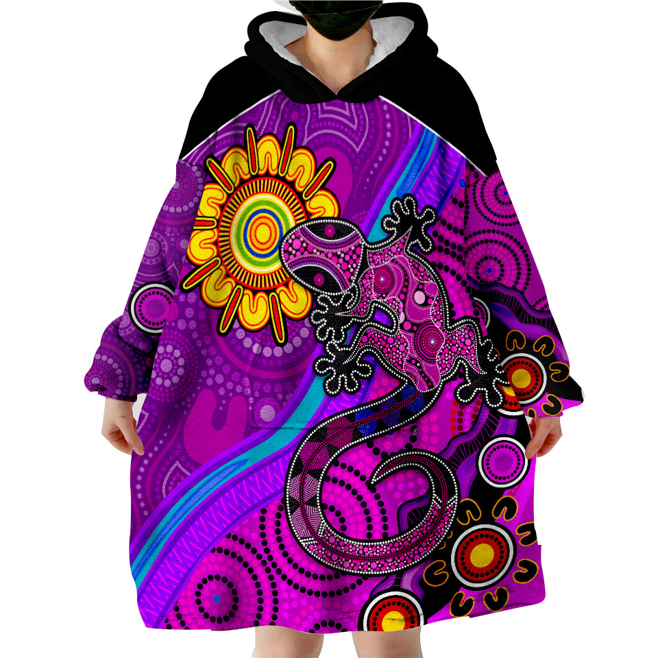 custom-text-and-number-australia-lizard-and-sun-aboriginal-art-purple-wearable-blanket-hoodie