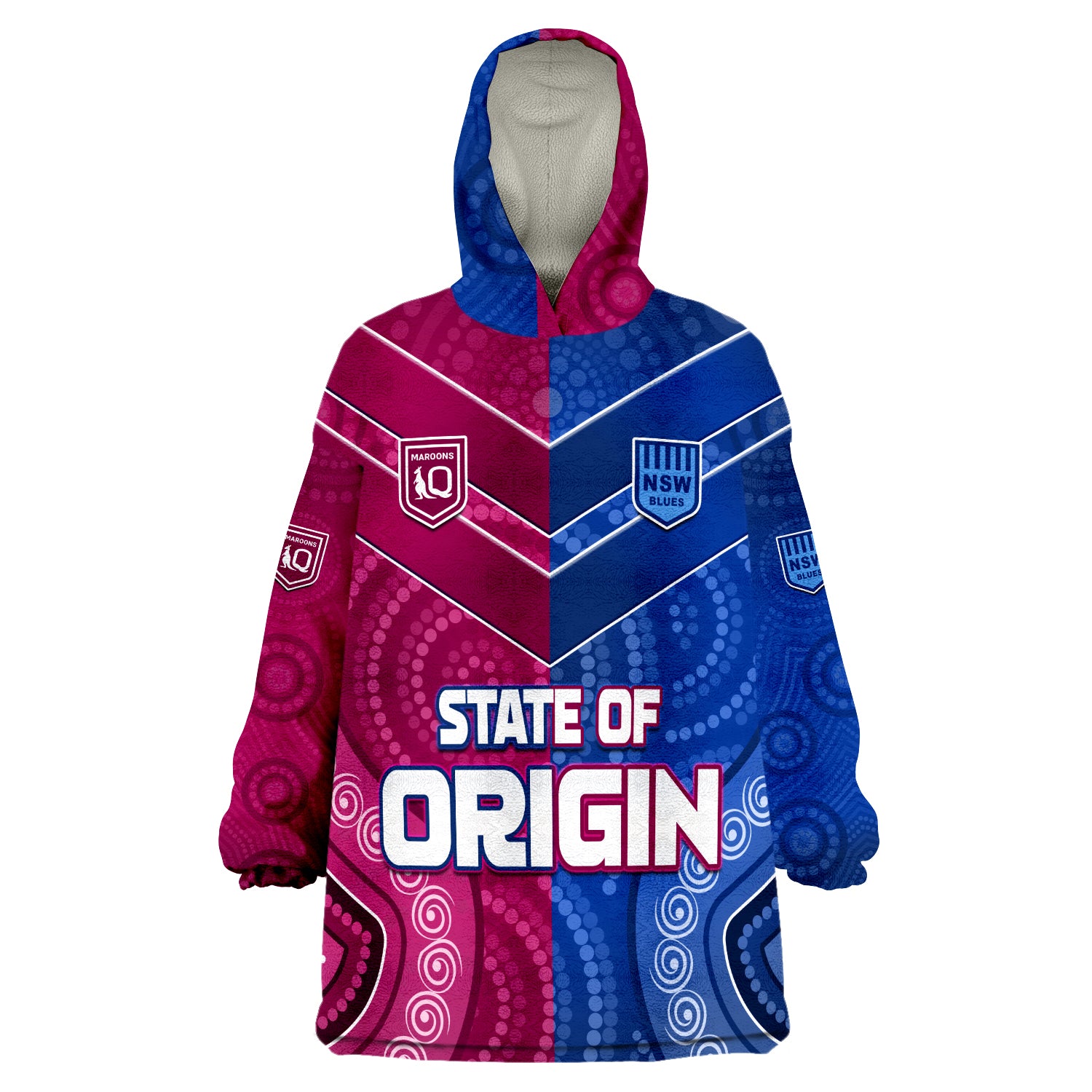 custom-text-and-number-blues-and-maroons-rugby-origin-nsw-combine-queensland-aboriginal-australian-wearable-blanket-hoodie