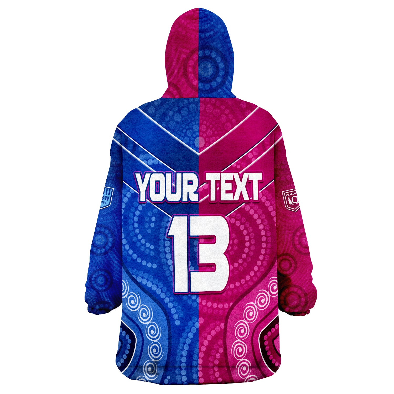 custom-text-and-number-blues-and-maroons-rugby-origin-nsw-combine-queensland-aboriginal-australian-wearable-blanket-hoodie