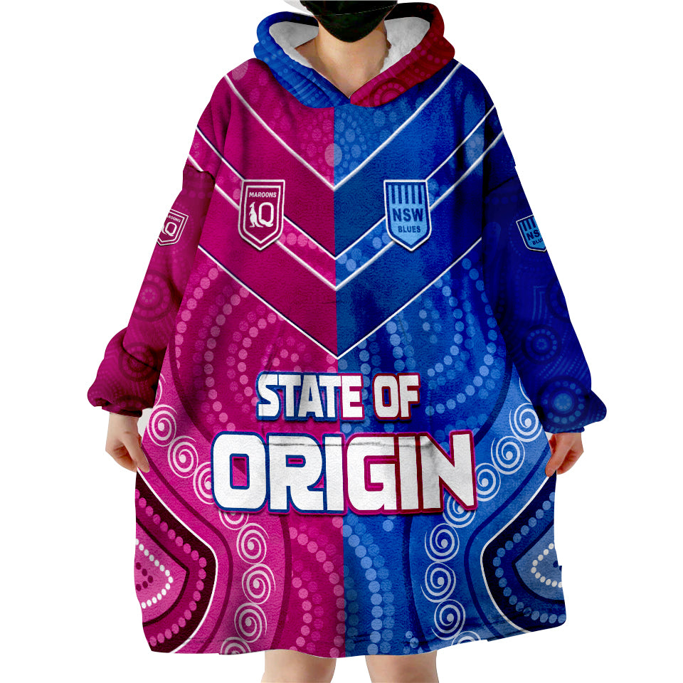custom-text-and-number-blues-and-maroons-rugby-origin-nsw-combine-queensland-aboriginal-australian-wearable-blanket-hoodie