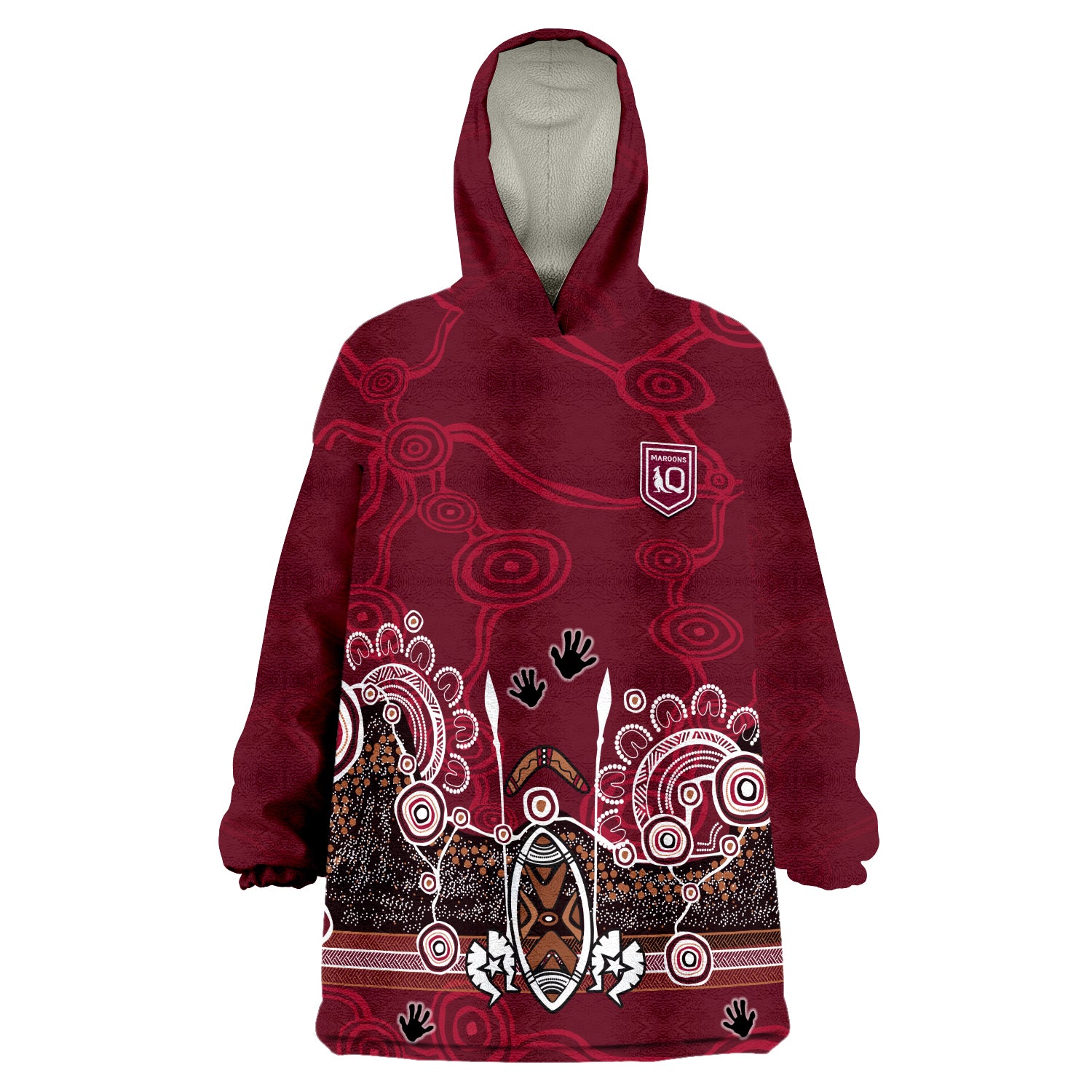 custom-text-and-number-maroons-rugby-queensland-2022-aboriginal-wearable-blanket-hoodie