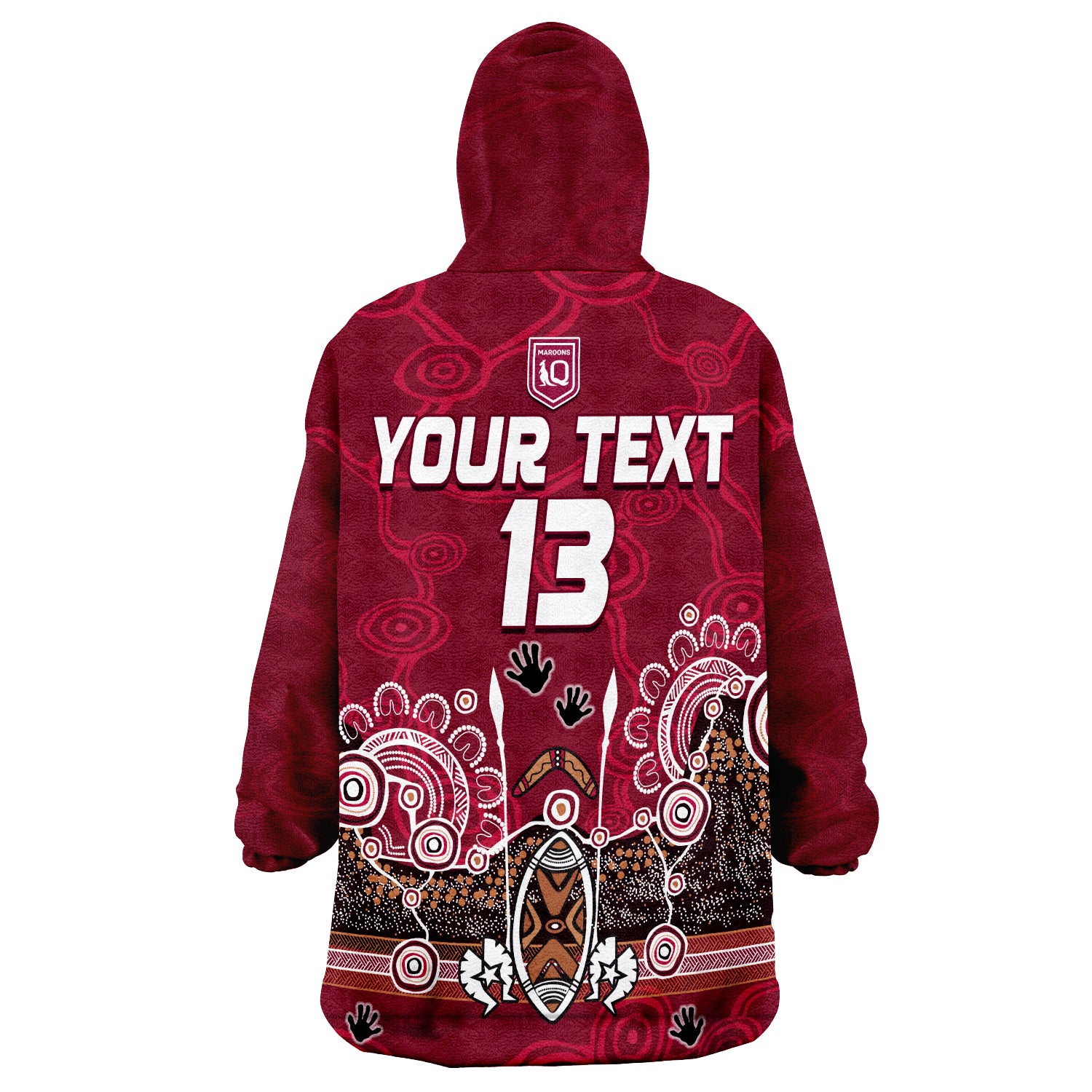 custom-text-and-number-maroons-rugby-queensland-2022-aboriginal-wearable-blanket-hoodie