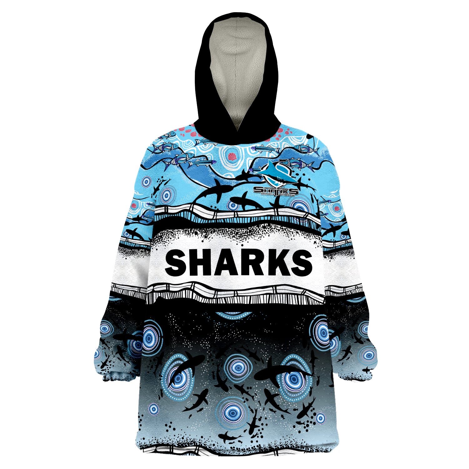 custom-text-and-number-sharkies-aboriginal-wearable-blanket-hoodie