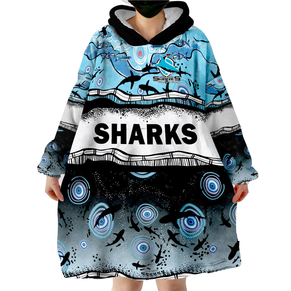 custom-text-and-number-sharkies-aboriginal-wearable-blanket-hoodie