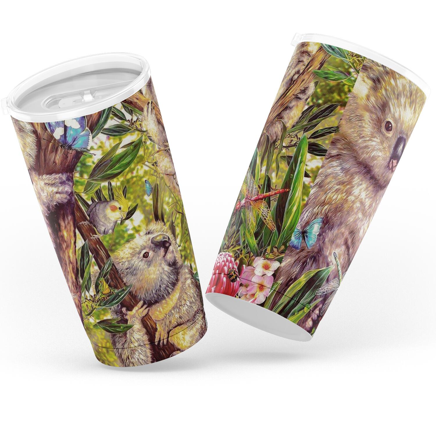 koala-insulated-tumbler-3d-koala-with-waratah-flower-tumbler