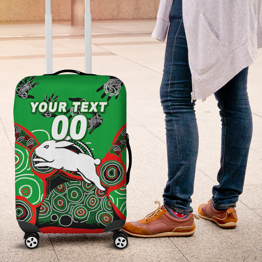 (Custom Personalised) Rabbitohs Rugby Aboriginal Art Luggage Covers - LT12