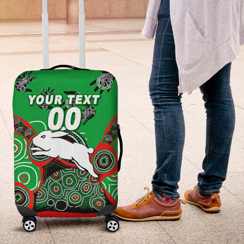 (Custom Personalised) Rabbitohs Rugby Aboriginal Art Luggage Covers - LT12