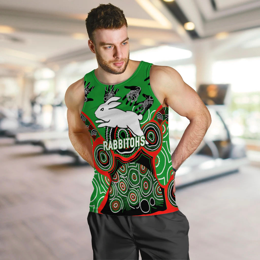 (Custom Personalised) Rabbitohs Rugby Aboriginal Art Men Tank Top - LT12
