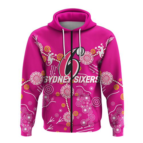 (Custom Personalised) Sydney Sixers Aboriginal Art Cricket 2022 Hoodie - LT12