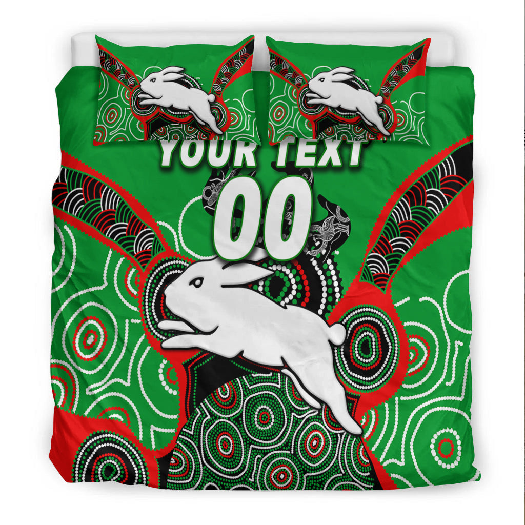 (Custom Personalised) Rabbitohs Rugby Aboriginal Art Bedding Set - LT12