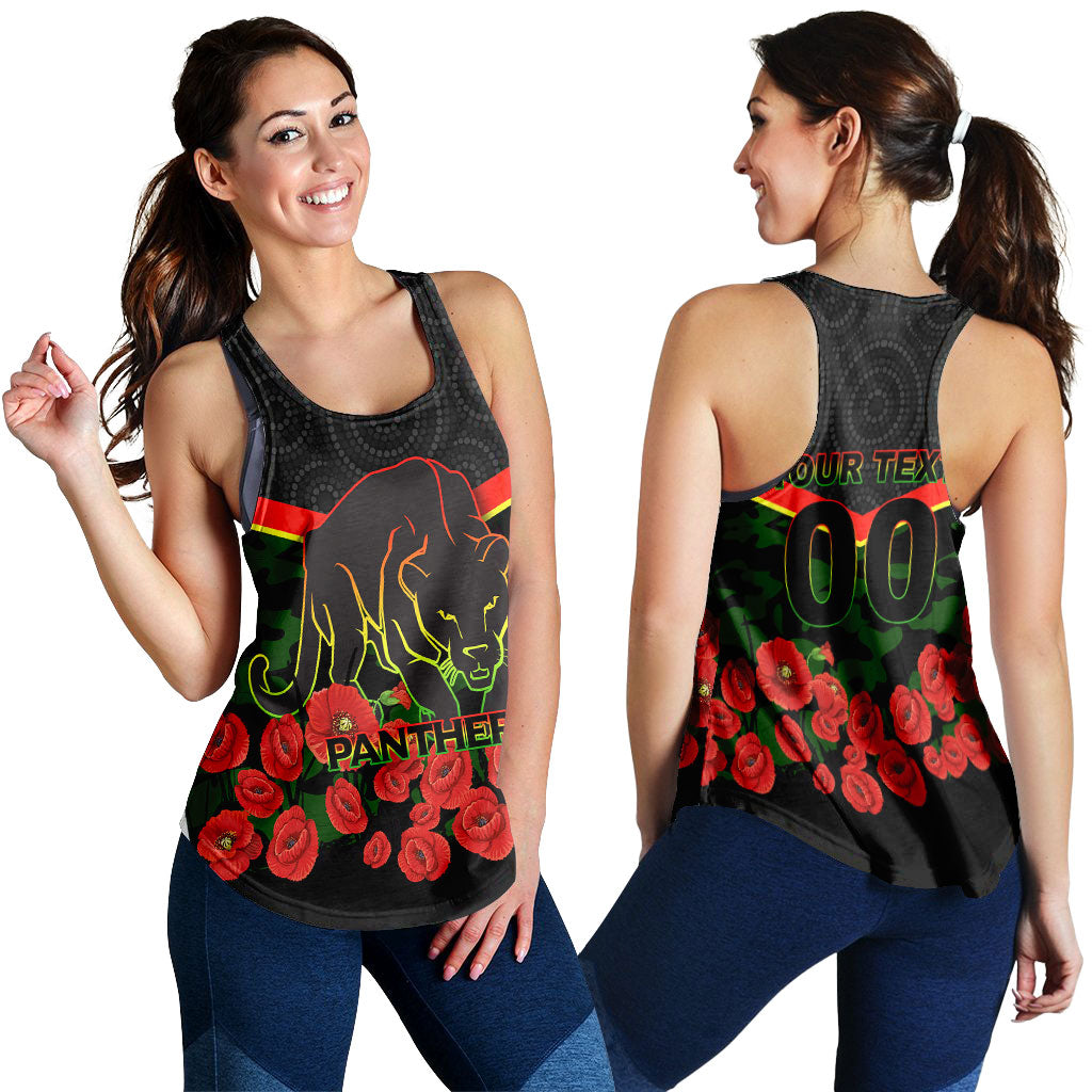 (Custom Personalised) Panthers Anzac Day Women Tank Top - Indigenous Art