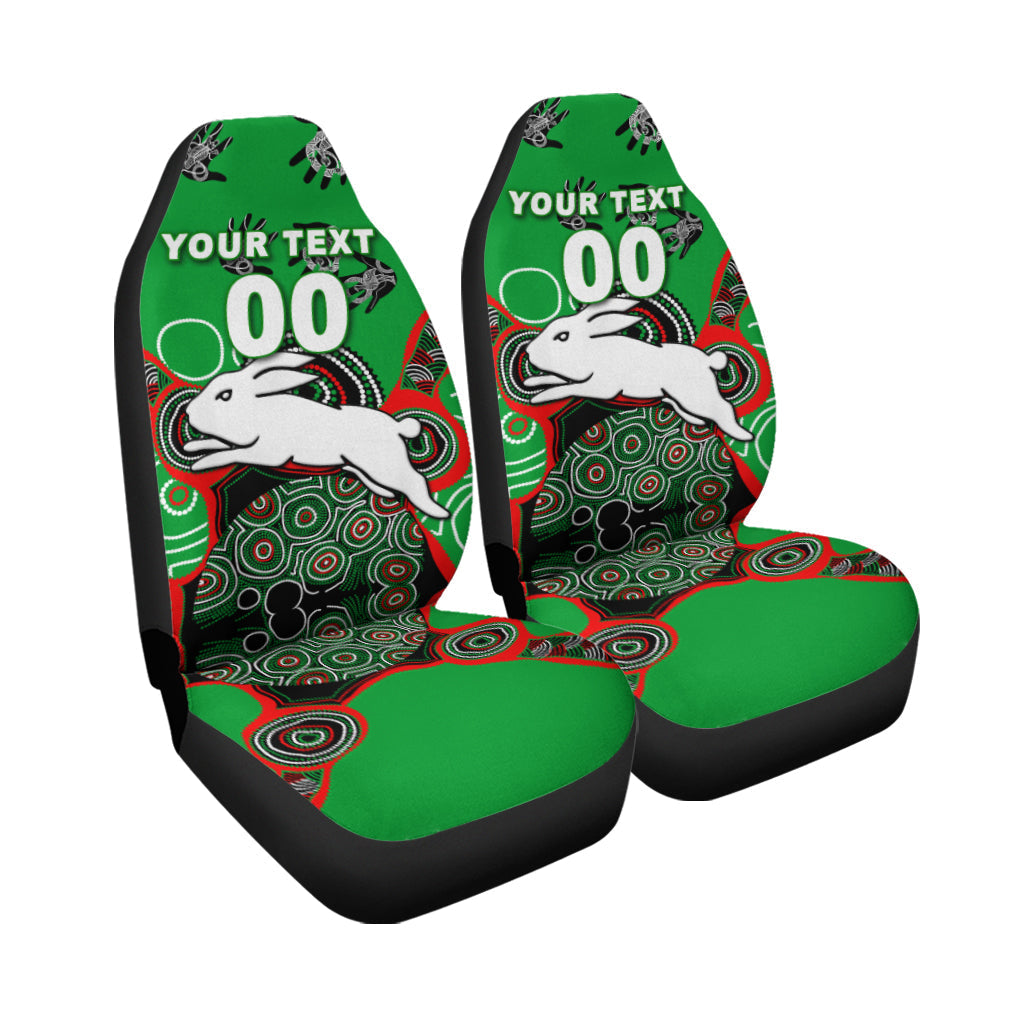 (Custom Personalised) Rabbitohs Rugby Aboriginal Art Car Seat Covers - LT12