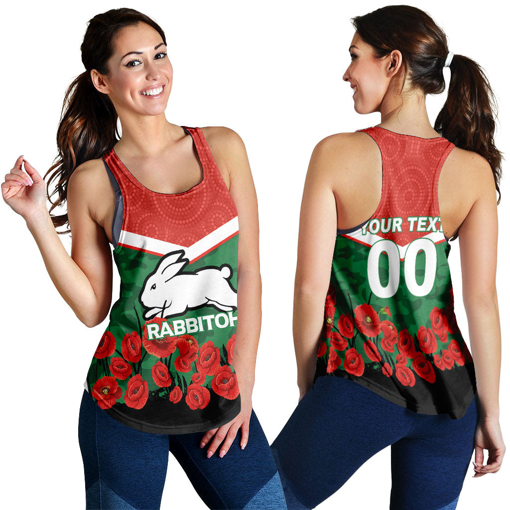 (Custom Personalised) Rabbitohs Anzac Day Women Tank Top - Indigenous Art
