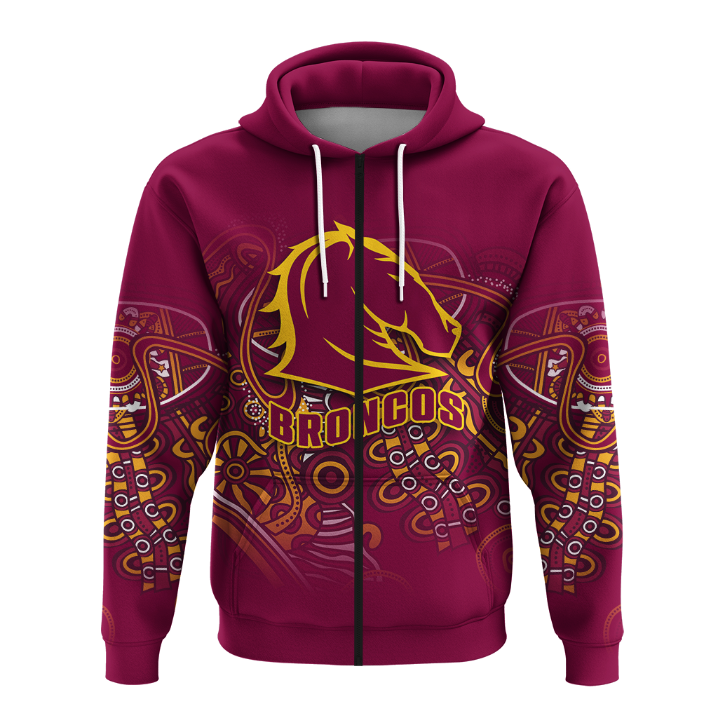(Custom Personalised) Brisbane Broncos Rugby Indigenous Hoodie - LT12