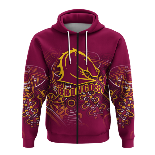 (Custom Personalised) Brisbane Broncos Rugby Indigenous Hoodie - LT12
