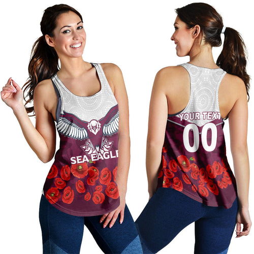 (Custom Personalised) Sea Eagles Anzac Day Indigenous Art Women Tank Top