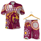 combo-polo-shirt-and-men-short-broncos-indigenous-brisbane-strong