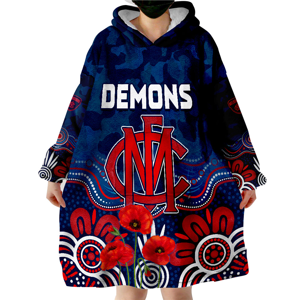 demons-anzac-2022-melbourne-football-aboriginal-poppy-wearable-blanket-hoodie