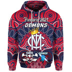 custom-personalised-melbourne-demons-indigenous-hoodie-football-2021-premiers-the-king-custom-text-and-number