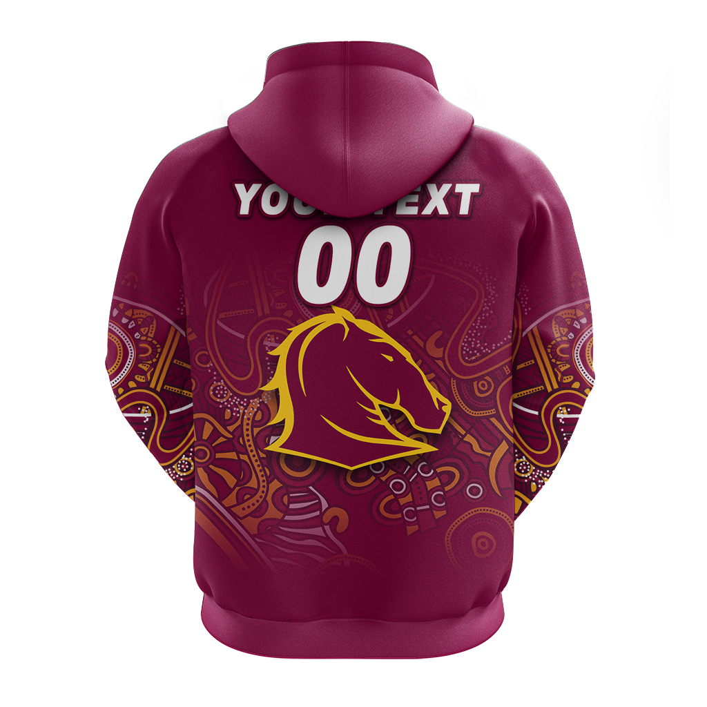 (Custom Personalised) Brisbane Broncos Rugby Indigenous Hoodie - LT12