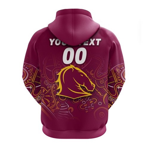 (Custom Personalised) Brisbane Broncos Rugby Indigenous Hoodie - LT12