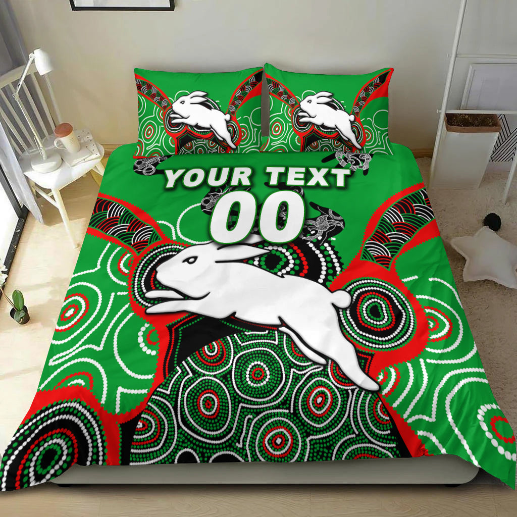 (Custom Personalised) Rabbitohs Rugby Aboriginal Art Bedding Set - LT12