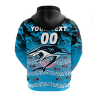 (Custom Personalised) Sharks Rugby ANZAC Day Camouflage Indigenous Art Hoodie - LT12