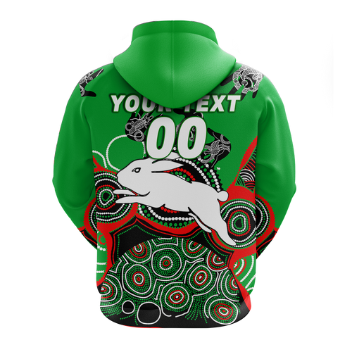 (Custom Personalised) Rabbitohs Rugby Aboriginal Art Hoodie - LT12