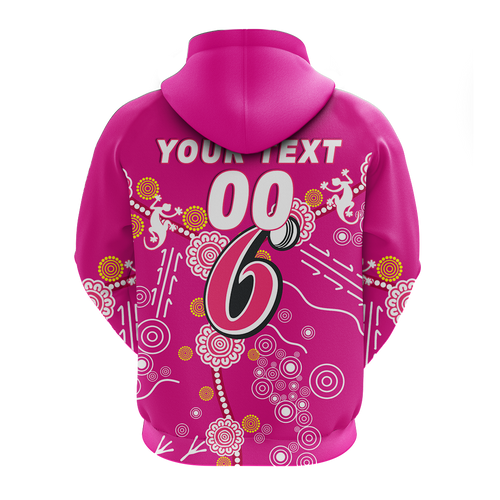 (Custom Personalised) Sydney Sixers Aboriginal Art Cricket 2022 Hoodie - LT12