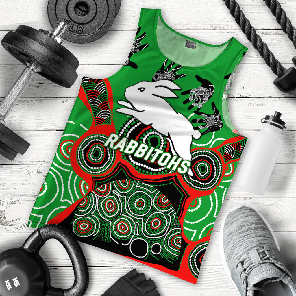 (Custom Personalised) Rabbitohs Rugby Aboriginal Art Men Tank Top - LT12