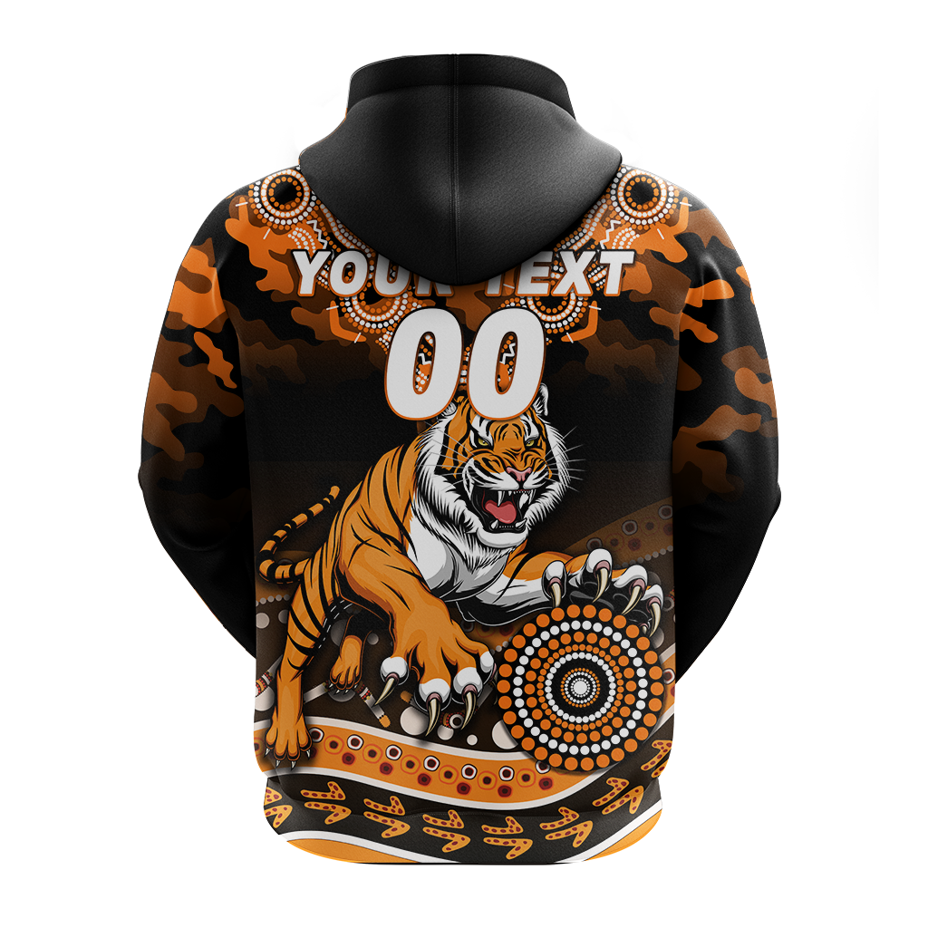 (Custom Personalised) Tigers Rugby ANZAC Day Camouflage Indigenous Art Hoodie - LT12