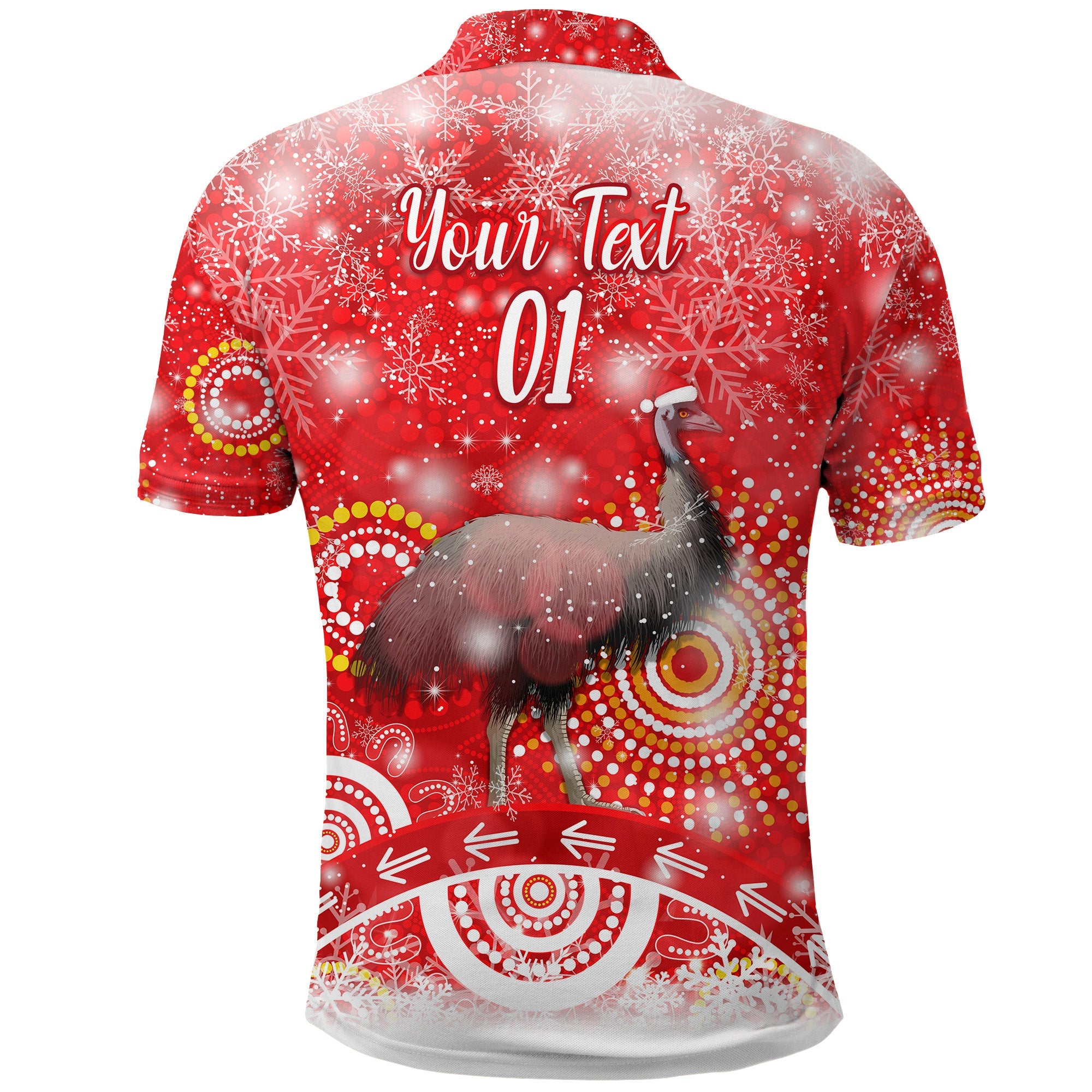 custom-personalised-australian-emu-christmas-polo-shirt-original-style-red