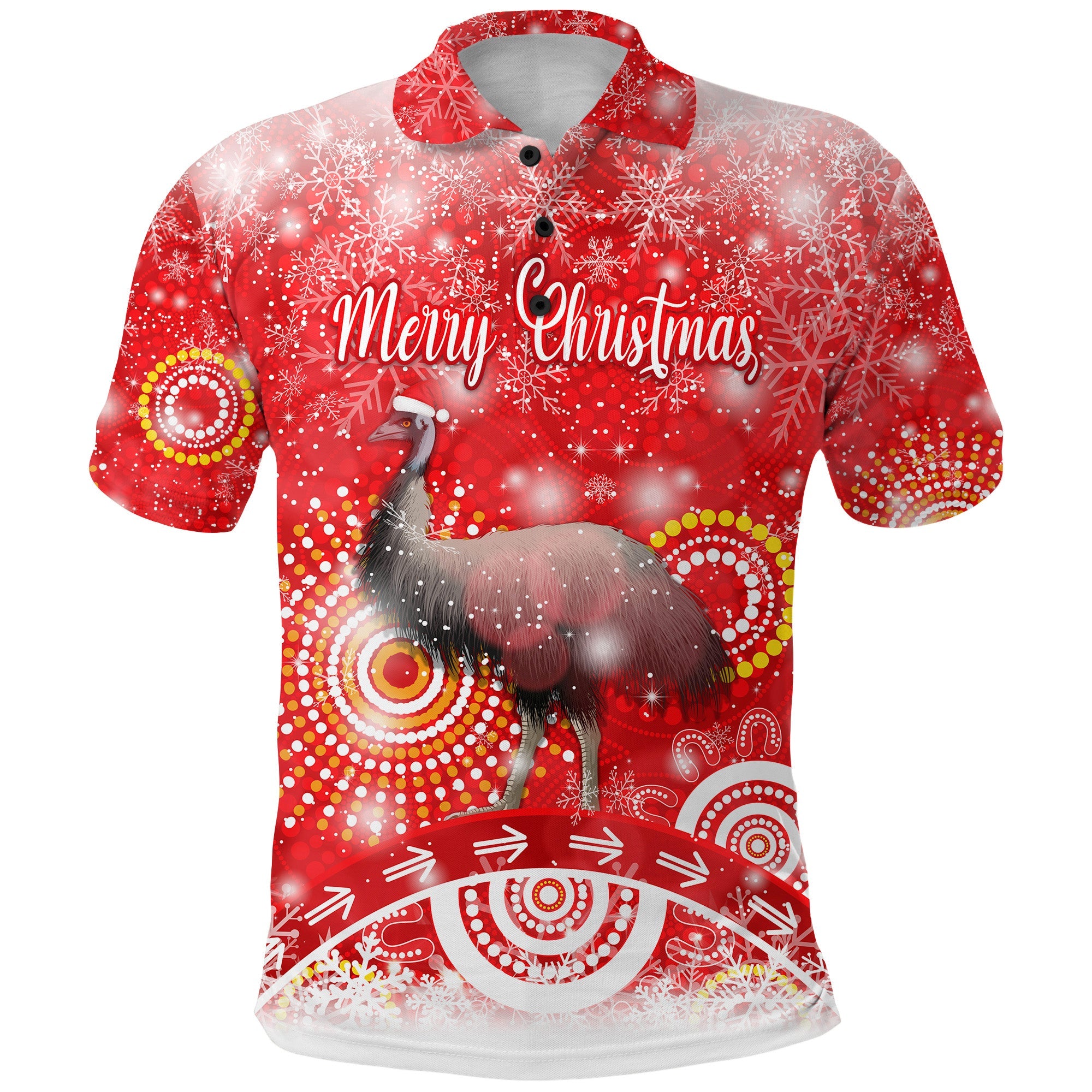 custom-personalised-australian-emu-christmas-polo-shirt-original-style-red