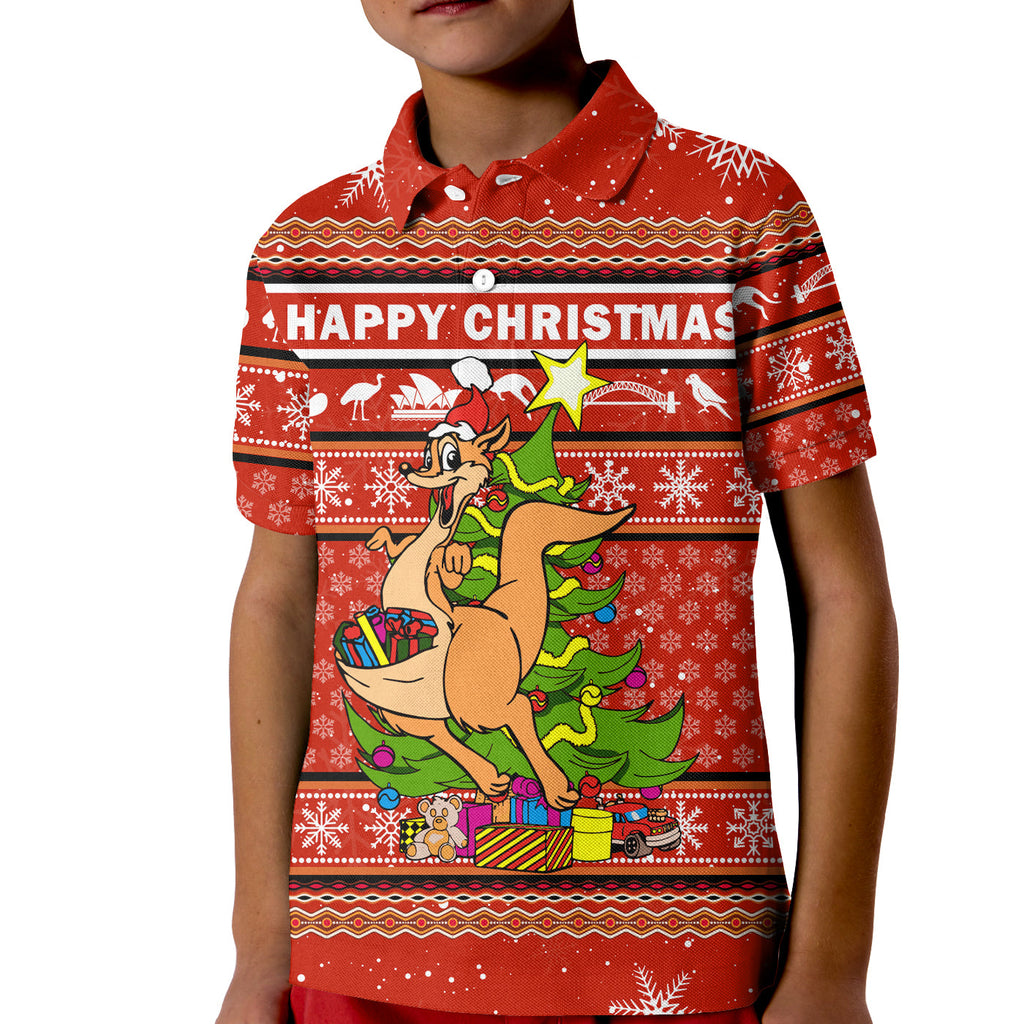 (Custom Personalised) Australia Christmas Kangaroo Aboriginal Pattern Polo Shirt - LT2
