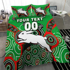 (Custom Personalised) Rabbitohs Rugby Aboriginal Art Bedding Set - LT12